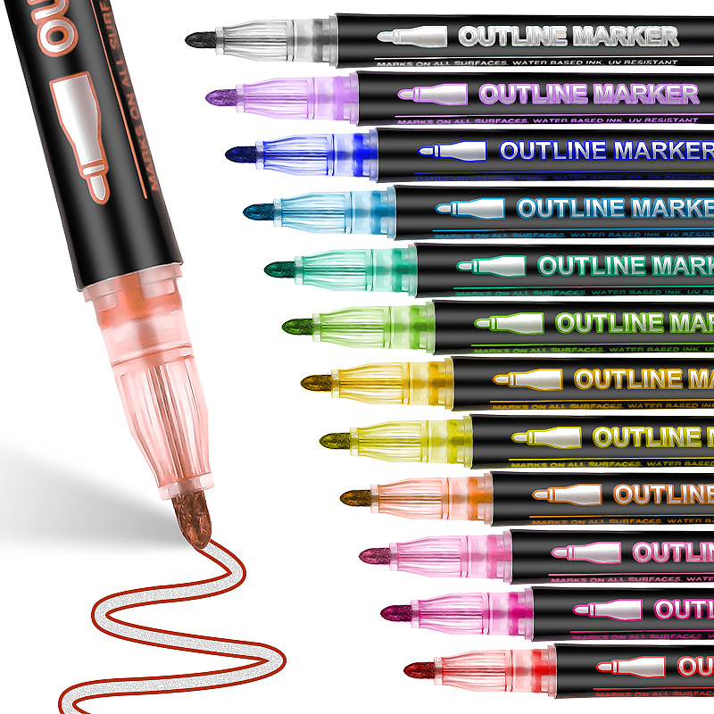 Highlighter Set Pastel - 8-60色ダブルラインアウトラインアートペンマーカーペンDIYグラフィティアウトラインマーカーペン蛍光ペンスクラップブック日記ポスターカード