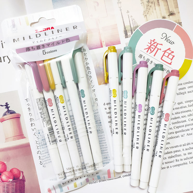 Highlighter Set Pastel - 新しいゼブラマイルドライナーハイライターマーカー、WKT7 両端ファイバー蛍光ペン DIY 、ハンドブック、描画、POP ポスターアートサプライヤー