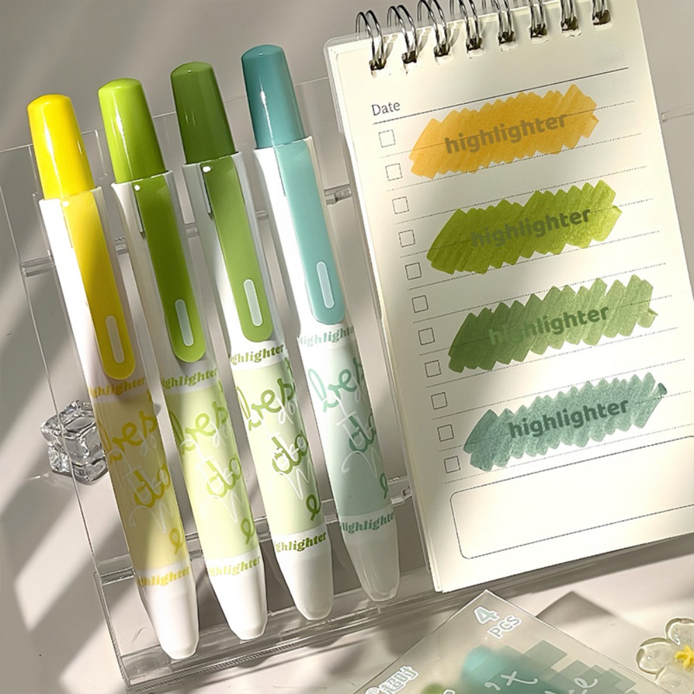 Highlighter Set Pastel - 4本セット 新グラデーションカラー蛍光ペン プレス式チゼルチップ蛍光ペン 蛍光ペン DIY ジャーナリング用
