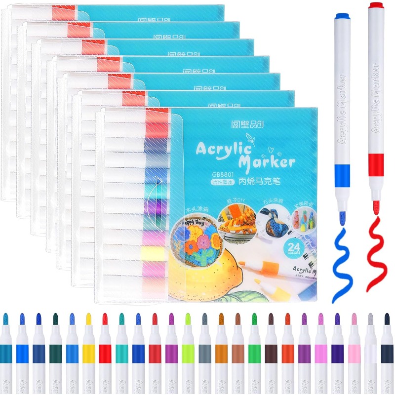 Highlighter Set Pastel - 12/24/36色アクリルペイントペン 中字 8セット マーカー パンプキン、石、木、キャンバス、セラミック、ガラス、金属、DIYクラフト、ギフト用