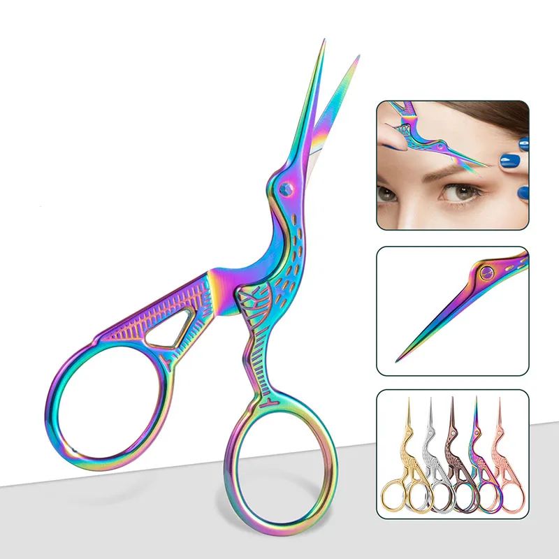 Scissors Stainless Craft - 1pc ヨーロッパスタイルのメイクアップはさみ 9 センチメートルコンパクトステンレス眉毛鼻毛カット毎日のカット刺繍縫製クラフトアート作品