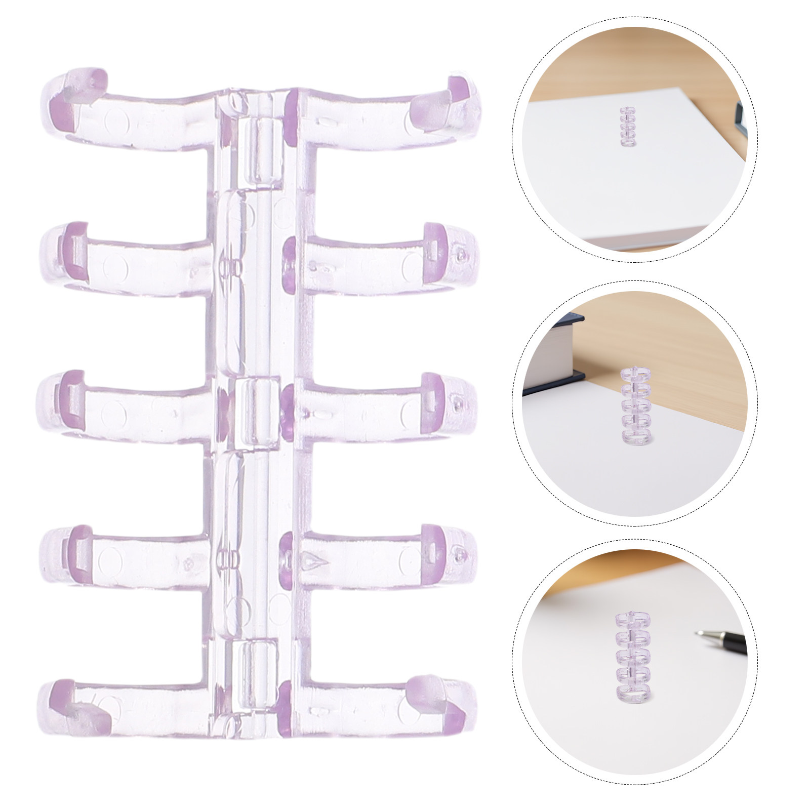 Binding Comb Plastic - 100個入り プラスチック製ルーズリーフバインダーリング 5穴 透明 開閉式バインディングコーム フラッシュカード、ブックレット、オーガナイザー、ノート用