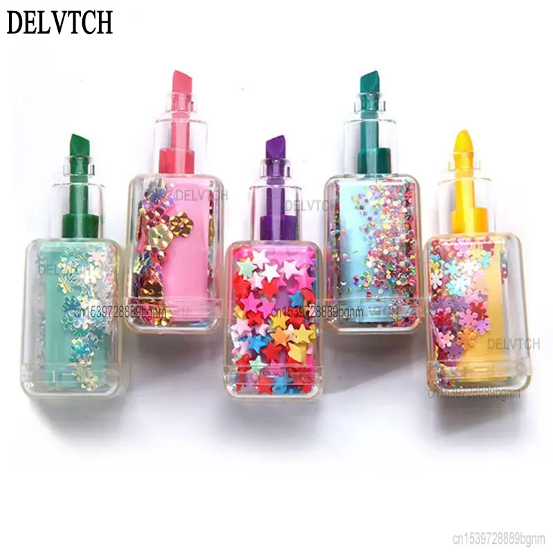 Highlighter Set Pastel - ネイルアート用ミニグリッタージェル,蛍光ペン,5個