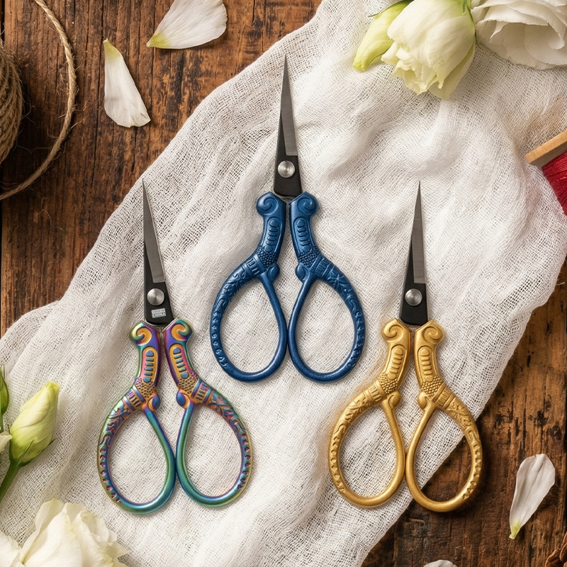Scissors Stainless Craft - ヴィンテージステンレス製先細はさみ 家庭用小型クラフト裁縫糸紙切り オフィス用品 ギフト