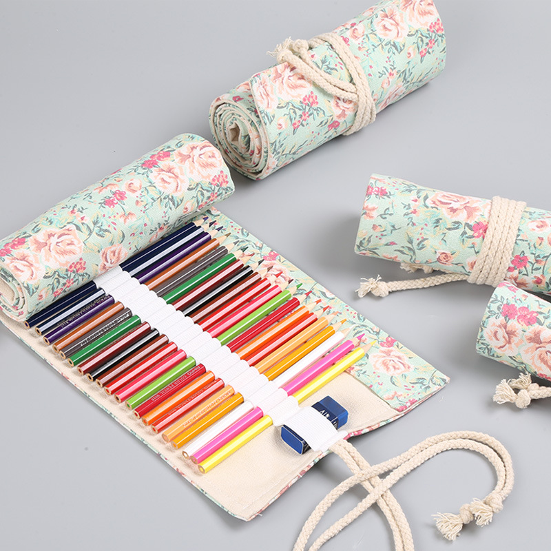 12/24/36/48/72 穴花柄キャンバスロールアップ鉛 - Pen Pouch Roll のレビューと価格