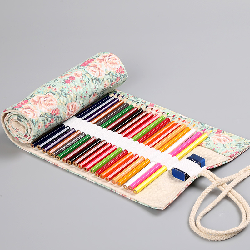 12/24/36/48/72 穴花柄キャンバスロールアップ鉛 - Pen Pouch Roll のレビューと価格