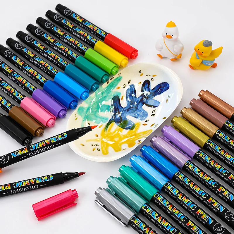GN 12/24色高温オーブン焼成セラミックマーカーペンセッ - Highlighter Set Pastel のレビューと価格
