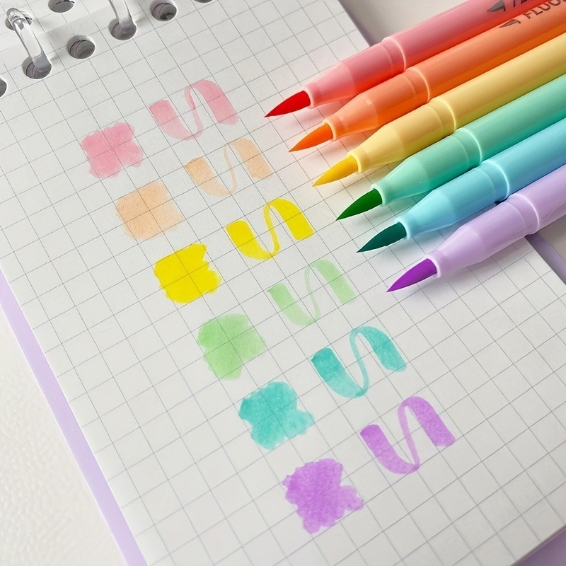 6 個ソフトブラシ蛍光ペンセットパステルマーカー着色蛍光ペン - Highlighter Set Pastel のレビューと価格
