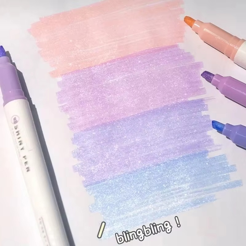 4色セット グリッターハイライターペン 細字フラッシュマーカ - Highlighter Set Pastel のレビューと価格