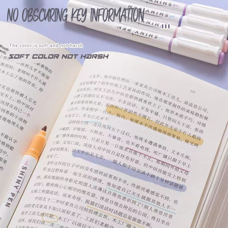 4色セット グリッターハイライターペン 細字フラッシュマーカ - Highlighter Set Pastel のレビューと価格