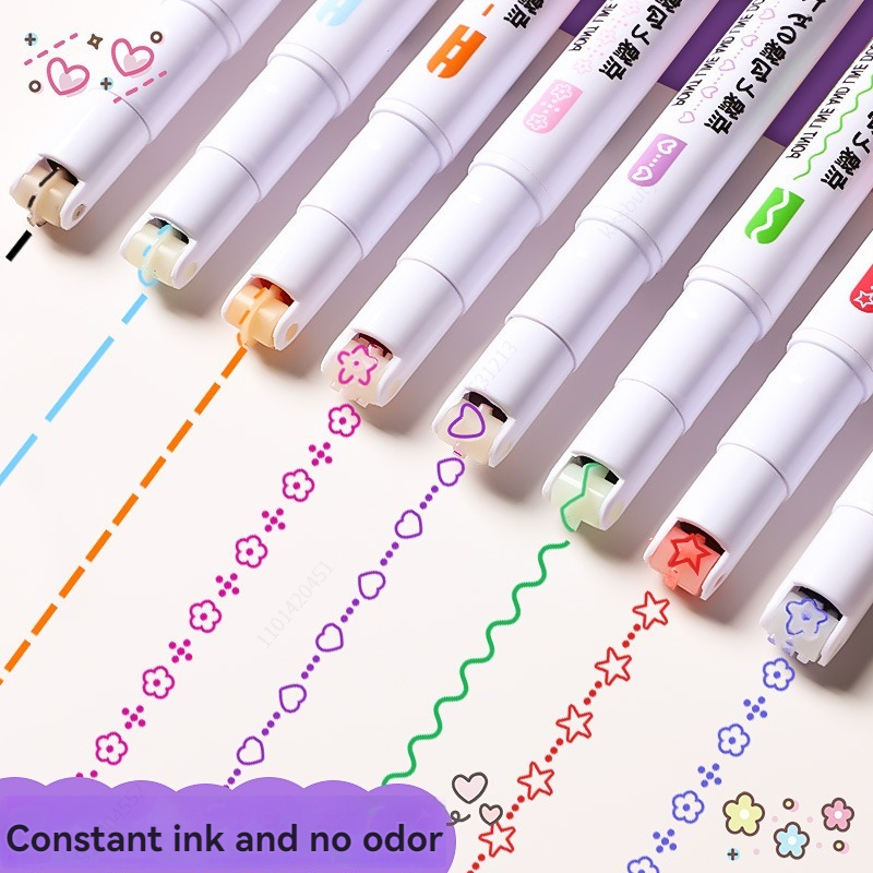 6-24本/セット 花柄ラインシェイプ蛍光ペン ローラーチッ - Highlighter Set Pastel のレビューと価格
