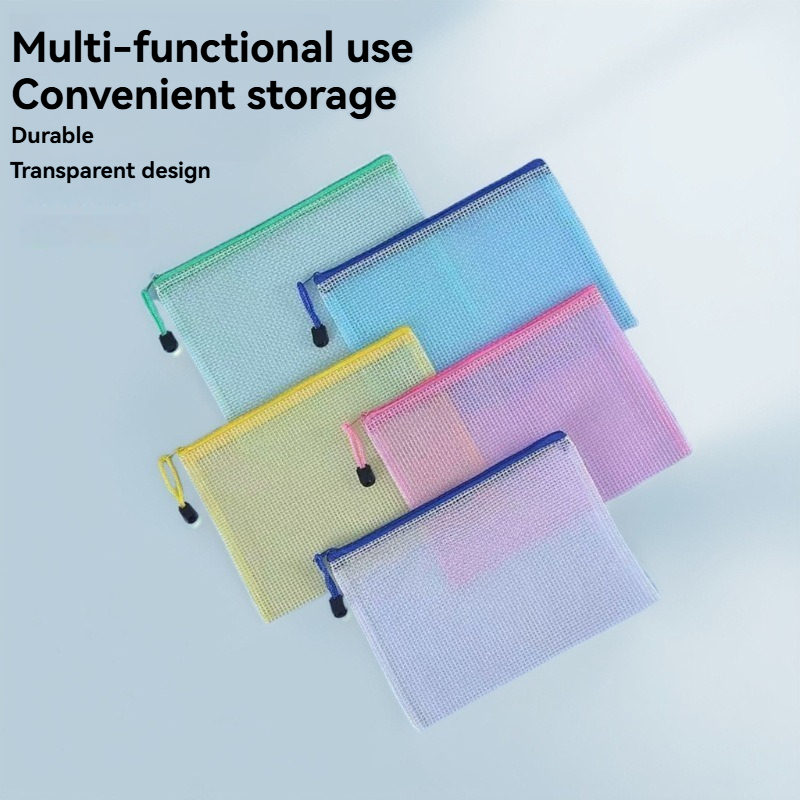 5 個文具収納フォルダーファイルメッシュジッパーポーチ A4 - Supply Of Office Stationery のレビューと価格
