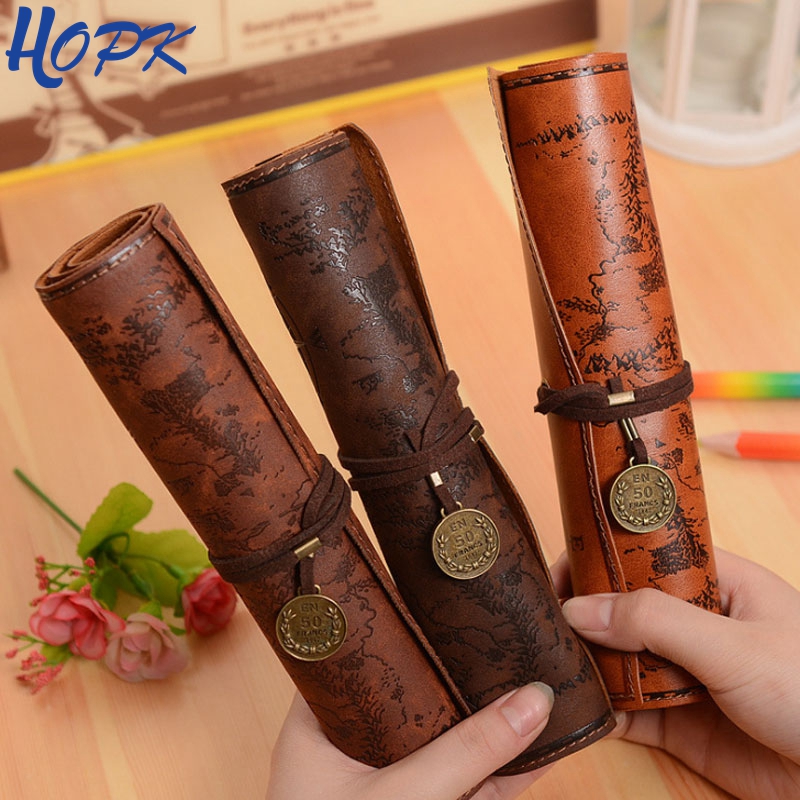 女の子と男の子のためのレトロな宝物地図ケース,文房具,ロール - Pen Pouch Roll のレビューと価格