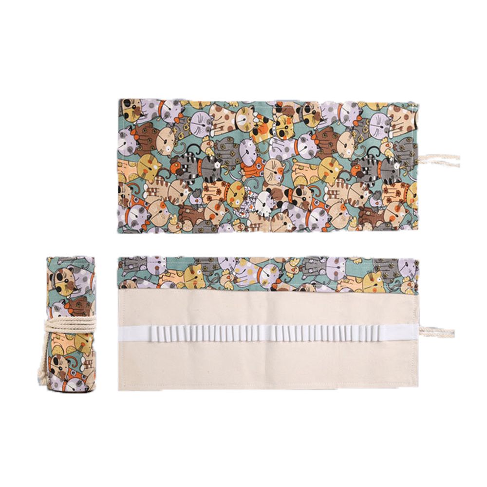クリエイティブな男の子と女の子向けのかわいい猫柄ロール式大容 - Pen Pouch Roll のレビューと価格
